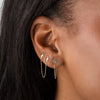  Double Lightning Bolt Chain Stud Earring 14K - Adina Eden's Jewels