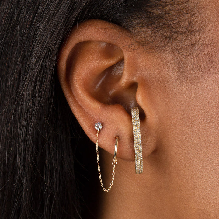  Diamond Triple Row Hook Earring 14K - Adina Eden's Jewels
