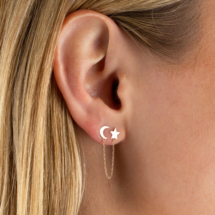  Celestial Chain Stud Earring 14K - Adina Eden's Jewels