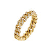 14K Gold / 7 Diamond Chunky Cuban Chain Ring 14K - Adina Eden's Jewels