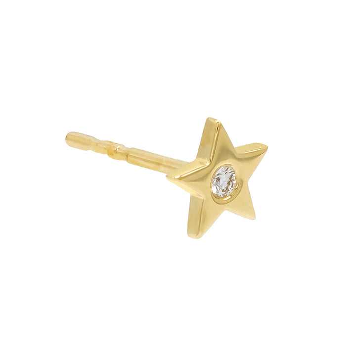 14K Gold / Single Diamond Stars Stud Earring 14K - Adina Eden's Jewels