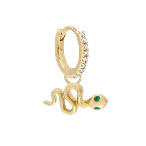 14K Gold Diamond Snake Cartilage Huggie Earring 14K - Adina Eden's Jewels