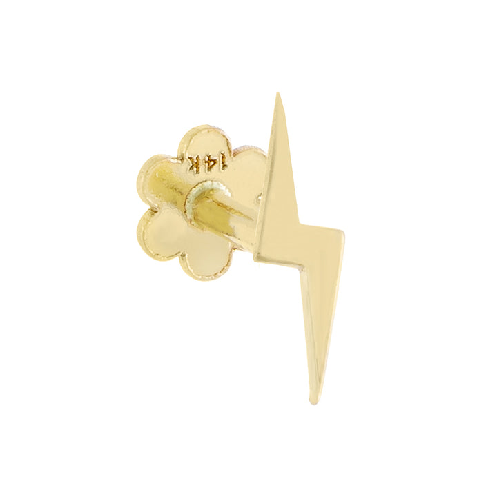 14K Gold / Single Solid Lightning Threader Stud Earring 14K - Adina Eden's Jewels