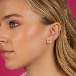  Emerald Bezel Stud Earring - Adina Eden's Jewels