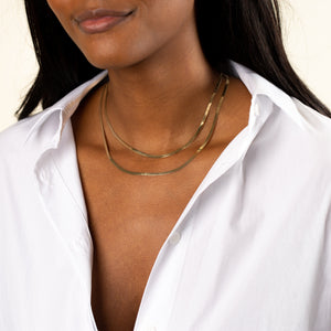 Herringbone Chain Necklace 14K - Adina Eden's Jewels
