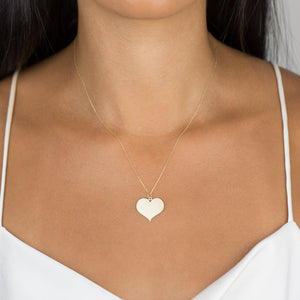 Solid Large Heart Necklace 14K - Adina Eden's Jewels