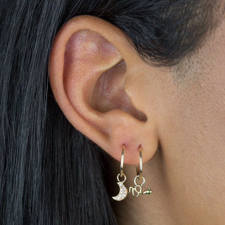  CZ Crescent Hoop Earring 14K - Adina Eden's Jewels