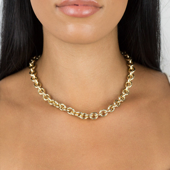  Hollow Rounded Rolo Necklace 14K - Adina Eden's Jewels