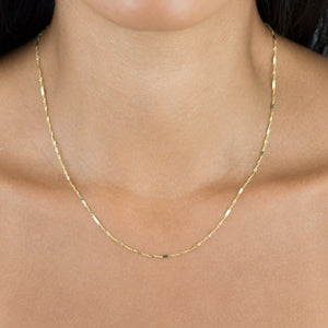  Solid Bar X Singapore Chain Necklace 14K - Adina Eden's Jewels