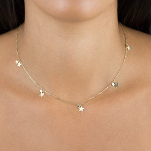  Mini Dangling Stars Necklace 14K - Adina Eden's Jewels