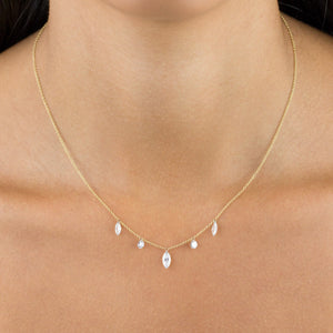  Floating Diamond Marquee & Round Necklace 18K - Adina Eden's Jewels