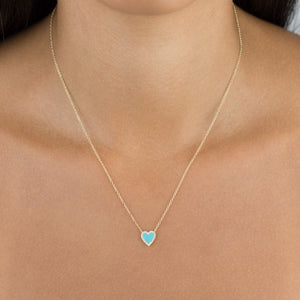  Mini Turquoise Heart Necklace 14K - Adina Eden's Jewels