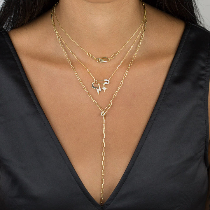  CZ Paperclip Link Necklace - Adina Eden's Jewels