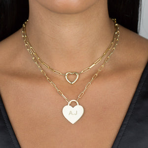  Engravable Heart Link Necklace - Adina Eden's Jewels