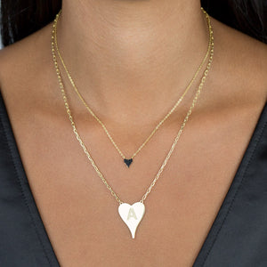  Mini Pavé Onyx Heart Necklace - Adina Eden's Jewels