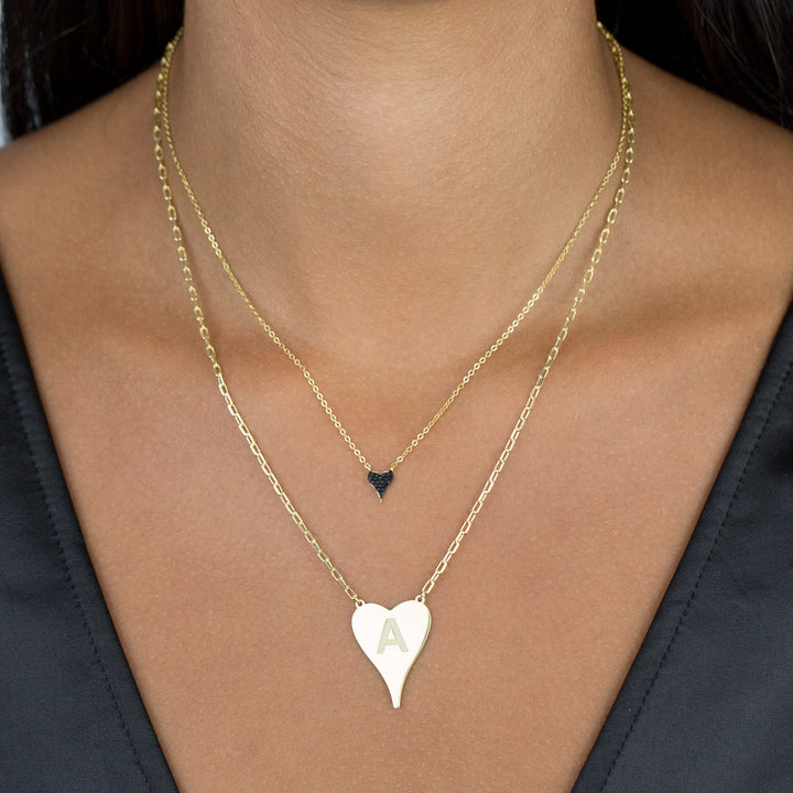  Initial Heart Link Necklace - Adina Eden's Jewels