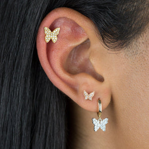  CZ Butterfly Huggie Earring 14K - Adina Eden's Jewels