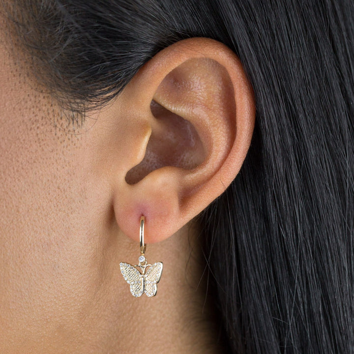  Diamond Dainty Butterfly Huggie Earring 14K - Adina Eden's Jewels