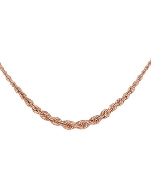 14K Rose Gold Hollow Graduated Rope Chain Necklace 14K - Adina Eden's Jewels
