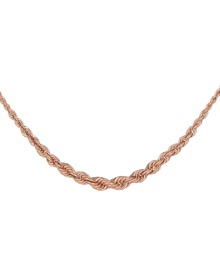 14K Rose Gold Hollow Graduated Rope Chain Necklace 14K - Adina Eden's Jewels