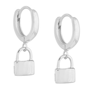 Silver Lock Huggie Earring - Adina Eden's Jewels