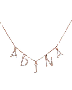 1-4 Letters / 14K Gold Block Name Necklace 14K - Adina Eden's Jewels