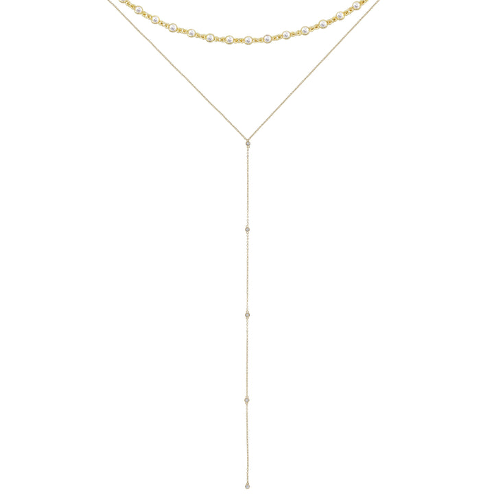 Gold CZ Bezel Necklace Combo Set - Adina Eden's Jewels