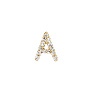 14K Gold / Single Diamond Initial Stud Earring 14K - Adina Eden's Jewels