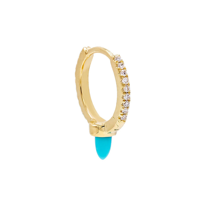  Diamond Turquoise Spike Huggie Earring 14K - Adina Eden's Jewels
