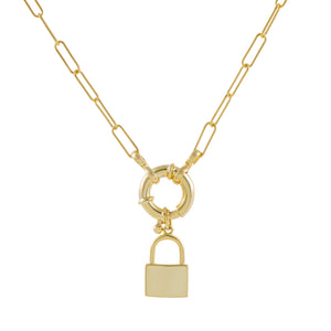 Gold Lock X Toggle Link Necklace - Adina Eden's Jewels