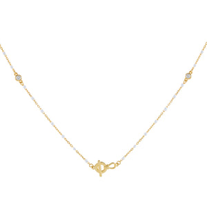 White CZ X Enamel Toggle Necklace - Adina Eden's Jewels