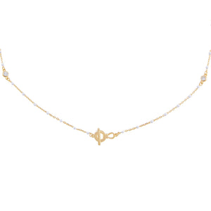 White CZ X Enamel Toggle Choker - Adina Eden's Jewels
