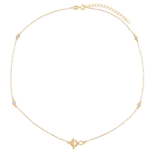  CZ X Enamel Toggle Necklace - Adina Eden's Jewels