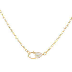 Gold Pavé Clasp Link Necklace - Adina Eden's Jewels