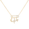 Gold Safety Pin X Charms Necklace - Adina Eden's Jewels