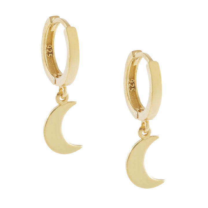 Gold Solid Crescent Huggie Earring - Adina Eden's Jewels