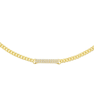 Gold Pavé Bar Cuban Chain Choker - Adina Eden's Jewels