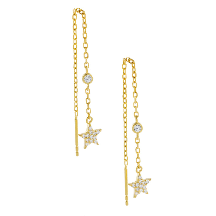 Gold CZ Star Threader Drop Earring - Adina Eden's Jewels