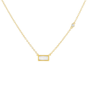 Gold Opal Bar X Bezel Necklace - Adina Eden's Jewels