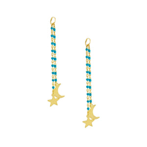Turquoise Celestial Enamel Beaded Earring Charm - Adina Eden's Jewels