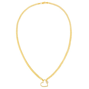  Pavé Mini Heart Cuban Chain Necklace - Adina Eden's Jewels