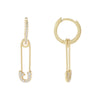 Gold CZ Safety Pin Huggie Earring - Adina Eden's Jewels