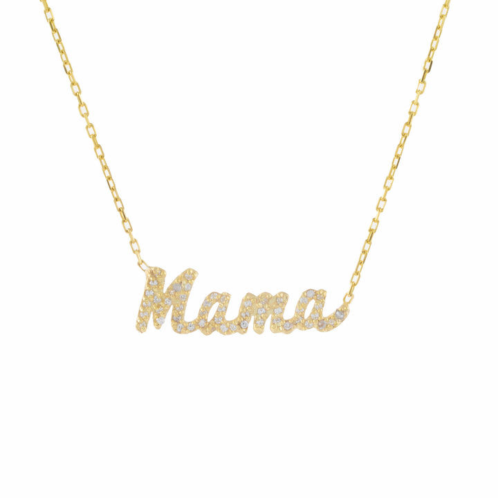Gold Pavé Script Mama Necklace - Adina Eden's Jewels