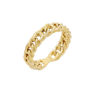 14K Gold / 9 Thick Chain Link Ring 14K - Adina Eden's Jewels
