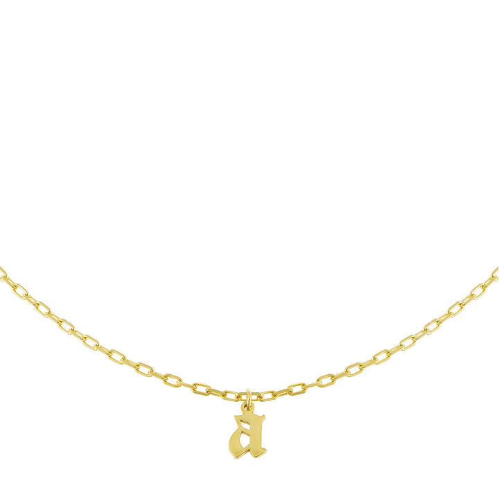 Gold / H Gothic Initial Link Necklace - Adina Eden's Jewels