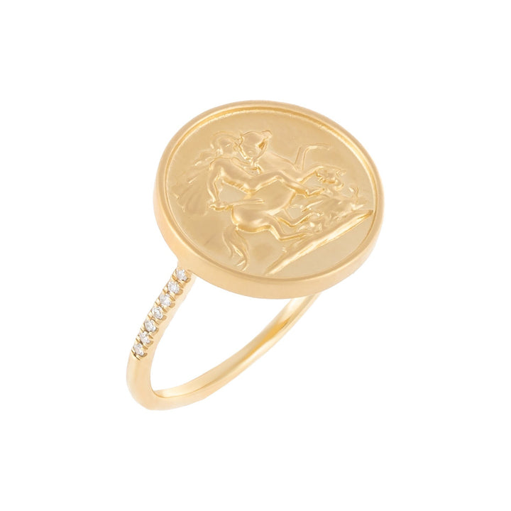 14K Gold / 6.5 Diamond Warrior Coin Ring 14K - Adina Eden's Jewels