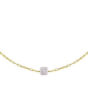 Pearl White Square Pearl Link Choker - Adina Eden's Jewels