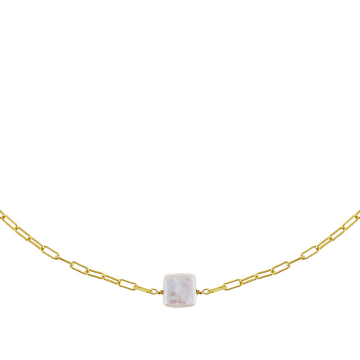 Pearl White Square Pearl Link Choker - Adina Eden's Jewels