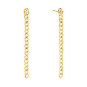 Gold CZ Cuban Chain Drop Stud Earring - Adina Eden's Jewels