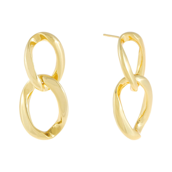 Gold Chunky Solid Link Stud Earring - Adina Eden's Jewels